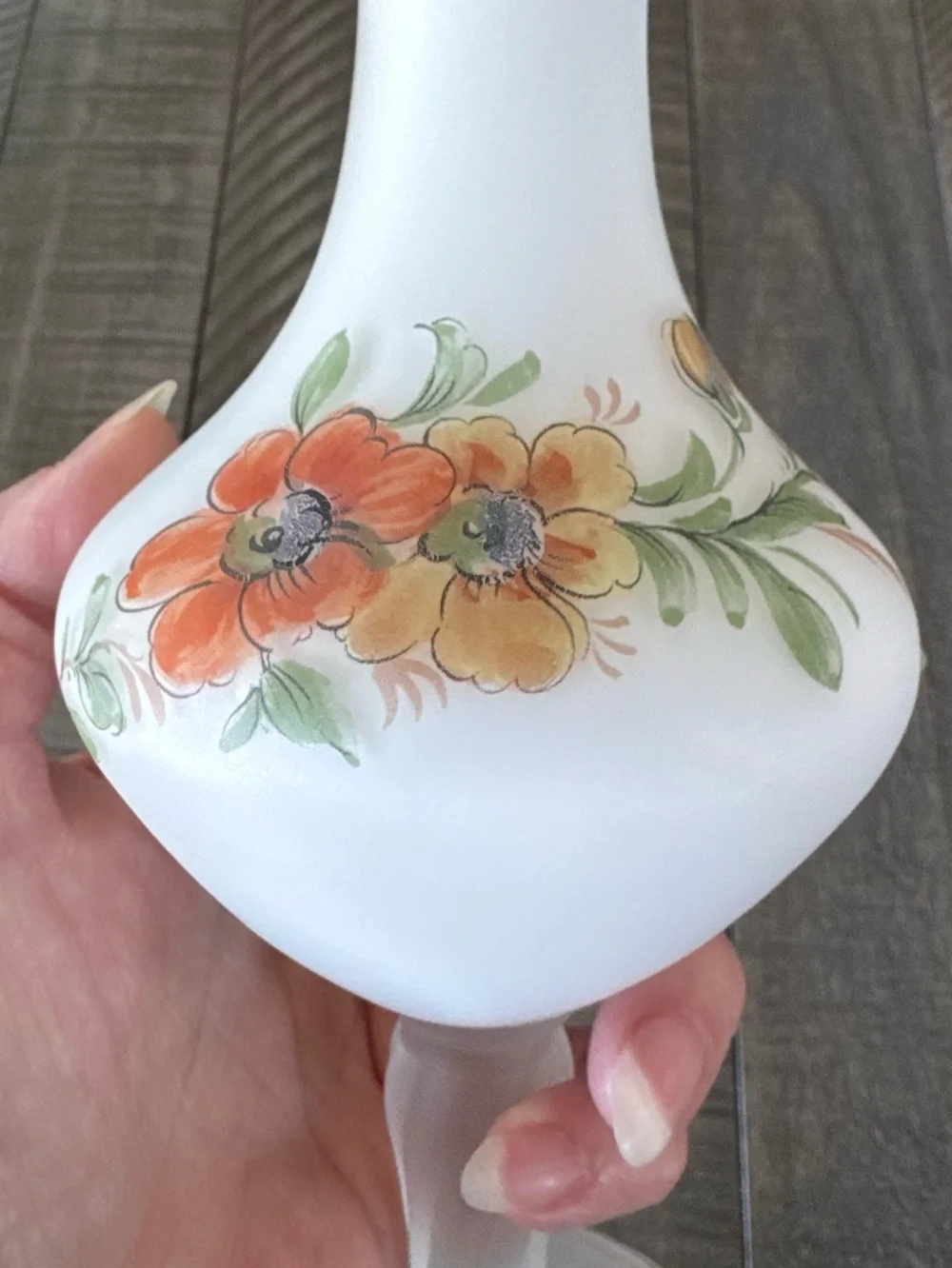 Vintage Frosted Floral Glass Bud Vase